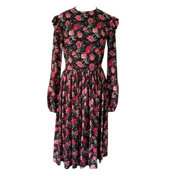 EUC $575 Alcoolique Black Floral Linda Dress IT 42 US 6 - Like new! - Picture 2 of 14